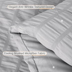 MUXHOMO 5 Pieces Twin Comforter Set, Seersucker Bed in a Bag Twin Size, All Season Luxury Bedding Set with Comforter, Flat Sheet, Fitted Sheet, Pillowcase & Sham, Light Grey