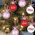 Valentines Tree Decorations, 12 Pcs Valentine Ornaments for Tree, Valentine's Day Hanging Ornament for Christmas Tree, Red Pink White Plastic Ball Ornaments