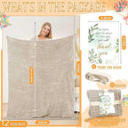 Buryeah 12 Pcs Wedding Flannel Fleece Throw Blanket Bulk with Thank You Card and Ribbon, 50 x 60 in Oeko-TEX Standard 100 Certified Blankets Outdoor Wedding, Guest Party Souvenirs (Khaki)