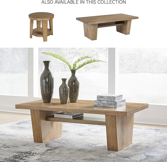 Signature Design by Ashley Kristiland Classic Cocktail Table with 1 Lower Shelf, Light Brown
