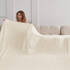 Oversized King Fleece Blanket 120x120 Inches, Seamless Soft Cozy 3D Jacquard Flannel Blanket 10'x10' Extra Large for Bed, Sofa, Couch, Travel & Camping, California King Throw, Beige Leaf