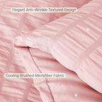 MUXHOMO 7 Pieces Full Comforter Set, Seersucker Bed in a Bag Full Size, All Season Luxury Bedding Set with Comforter, Flat Sheet, Fitted Sheet, Pillowcases & Shams, Pink