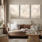 MUDECOR Framed Wall Art Print Set Neutral Cloudscape Soft Beige Abstract Sky Illustrations Modern Art Boho Decorative Colorful Chic for Living Room, Bedroom, Office - 24"x36"x3 White