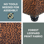 Convenience Concepts Designs4Comfort 5th Avenue Upholstered Storage Ottoman 24" - Contemporary Foot Stool and Seat with Hinged Lid for Living Room, Dining Room, Office, Forest Leopard Print Fabric