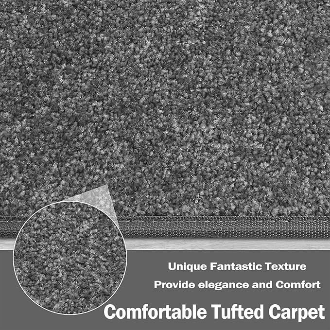 PURE ERA Carpet Stair Treads Tape Free Non Slip Indoor Stair Carpet Stair Protectors Pet-Friendly Non-Slip Skid Resistant Washable Reusable 8" x 30"(14 Pieces,Dark Gray)