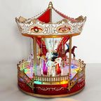 allgala Christmas Carousel Crafted Polyresin Like Christmas Village House Collectable Figurine with USB and Battery Dual Power Source-Carousel-XH93422