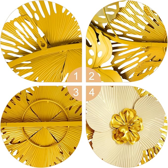 Babyieia 3D Ginkgo Leaf Metal Wall Art Decor for Living Room, Large Modern MetalWall Sculptures, Metal Wall Decor Home Decor for Living Room Dining Room Bedroom