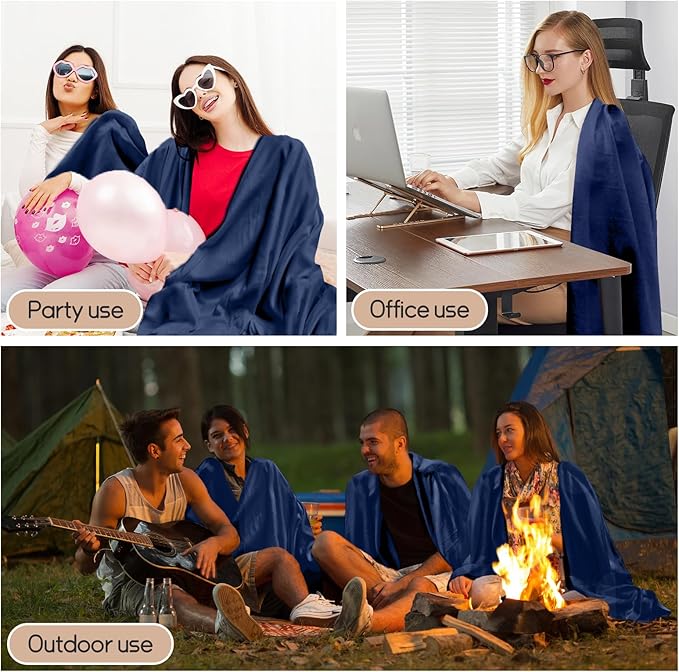 24 Pcs Fleece Blankets Bulk 60 x 50 in, Throw Blankets in Bulk for Wedding Bed Couch Outdoor Use Homeless (Blue)