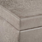 SIMPLIHOME Avalon Storage Ottoman Bench - 48 inch Wide Upholstered Vegan Leather Rectangular Lift-Top Ottoman in Distressed Grey Taupe, Contemporary Bench for Living Room with High-Density Foam