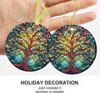 Tree of Life Christmas Ornament Decoration Christmas Tree Ornaments Gift Round Ceramic Bauble Present Holiday Keepsake