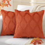 decorUhome Spring Throw Pillow Covers 20x20 Inch Set of 2, Soft Plush Faux Fur Wool Rust Couch Pillow Covers, Decorative Neutral Pillow Cases for Bed Sofa Living Room Home Decor