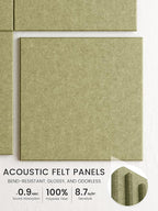 Bumusty Large Cork Board 48" x 36" Alternative - 12 Pack Felt Wall Tiles with 70 Safe Removable Adhesive Tabs, 30 Pushpins, Cork Boards for Walls Pin Board Bulletin Board Office Decor (Olive Green)
