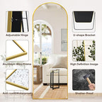Suidia Arched Full Length Mirror, 58"x18" Floor Mirror Freestanding, Floor Standing Full Body Mirror with Stand for Bedroom, Hanging Leaning Mounted for Living Room Cloakroom, Gold