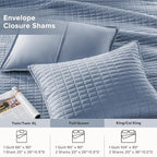 Comfort Spaces Kienna Quilt Set- Double Sided Stitching Design Summer Blanket, Lightweight, Soft, All Season Bedding Layer, Matching Sham, Blue, Coverlet Full/Queen(90"x90") 3 Piece