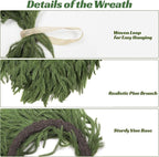 24" Norfolk Pine Wreath, Artificial Christmas Wreaths, Real Touch Green Winter Garland for Front Door Wall Window Indoor Outdoor Christmas Home Holiday Decor, FF13