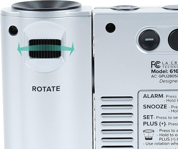 La Crosse Technology 616-12667-INT Silver Atomic Projection Alarm Clock with Temperature