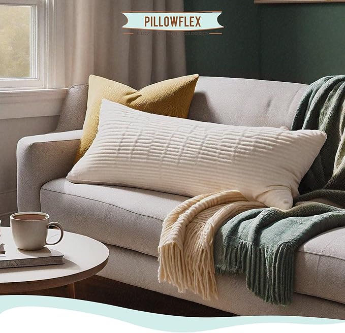 Pillowflex Synthetic Down Pillow Insert - 16x28 Down Alternative Pillow, Ultra Soft, Large Rectangle, Lumbar, Kilim, Back, Sleeping Pillow - 1 Decorative Pillow Form