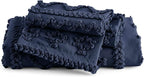 Bedsure Boho Duvet Cover Queen Size, Soft & Comfortable Elegant Design Boho Bedding for Decoration, Machine Washable Comforter Cover for All Seasons,Includes 1 Duvet Cover & 2 Pillow Shams,Navy