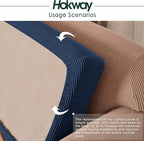 Hokway Stretch Couch Cushion Slipcovers Reversible Cushion Replacement Slipcovers Sofa Cushion Covers(Dark Blue, 2)