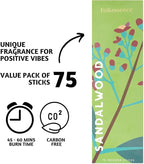 Folkulture Incense Sticks (75 Sticks) |8" Premium Sandalwood Incense Sticks for Calming,Aromatherapy, Valentines Day Gifts for Her |No Charcoal,Organic,Non Toxic, 45 Mins, Long Burning Insence-Sticks