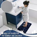 Yimobra Chenille Bathroom Rugs Non Slip, Extra Thick Soft Absorbent Bath Rug, Machine Washable Quick Dry Bath Mat for Bathroom Floor, Tub and Shower, Home Decor Accessories, 24x17, Navy Blue