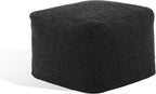 SAFAVIEH Couture Collection Samuels Black Boucle Ottoman Square Pouf (Fully Assembled)