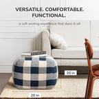 Anji Mountain Artisan Crafted Cotton Blend Pouf Ottoman | Versatile Floor Seating & Footstool for Living Room | Modern Boho Home Décor Accent | Filled Pouffe