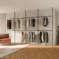 pamo Black Industrial Pipe Clothing Rack - LOFT IV - Steplessly Adjustable Closet Organizer System for Ceiling Heights between 86" - 98"- Suitable as Closet Clothes Rack or Room Divider