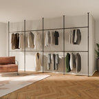 pamo Black Industrial Pipe Clothing Rack - LOFT IV - Steplessly Adjustable Closet Organizer System for Ceiling Heights between 86" - 98"- Suitable as Closet Clothes Rack or Room Divider
