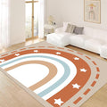 Machine Washable Rainbow Rugs Bedroom Fluffy Plush Soft Area Rugs Star Rainbow Patterns Living Room Non-Slip Indoor Flooring Kids Girls Boys Home Decor Aesthetics 2x4ft