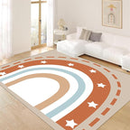 Machine Washable Rainbow Rugs Bedroom Fluffy Plush Soft Area Rugs Star Rainbow Patterns Living Room Non-Slip Indoor Flooring Kids Girls Boys Home Decor Aesthetics 3x5ft