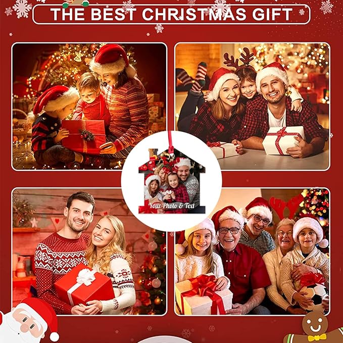 Personalized Custom Photo Ornaments for Christmas Tree - Ceramic Hanging Xmas Ornaments for Couples, Family, Wedding