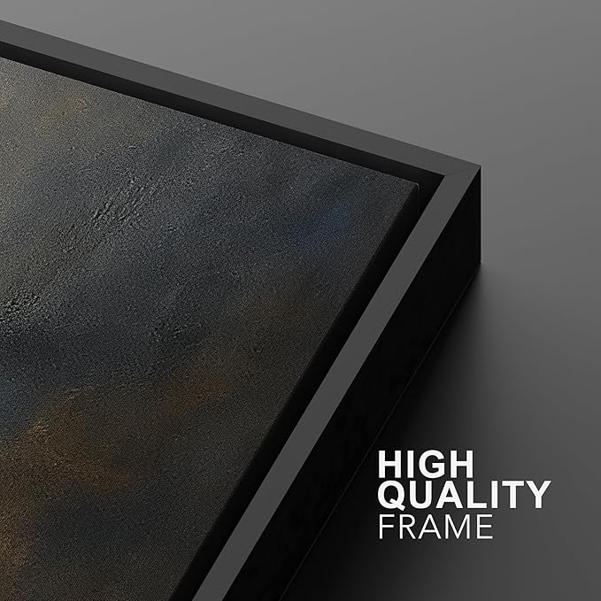 MUDECOR Framed Wall Art Print Set Dark Abstract Modern Contemporary in Navy Blue and Gold Brushstrokes Illustrations Modern Art Decorative Colorful for Living Room, Bedroom, Office - 16"x24"x3 Black