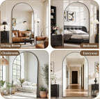 Suidia Arched Full Length Mirror, 76"x44" Floor Mirror Freestanding, Floor Standing Full Body Mirror with Stand for Bedroom, Hanging Leaning Mounted for Living Room Cloakroom, Black