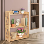 Natural Bookcase by Natural Wood, 3 Tier Bookshelf, Small Book Shelves Freestanding Display Storage Shelves. Open Bookshelf for Bedroom, Living Room and Office (Natural, 3 Tier)