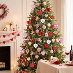 XmasExp Valentines Day Decor Heart Ornaments for Christmas Tree Decorations Set of 24 Pink Heart Shaped Bauble Perfect for Valentine's Day Wedding Anniversaries and Party Supplies