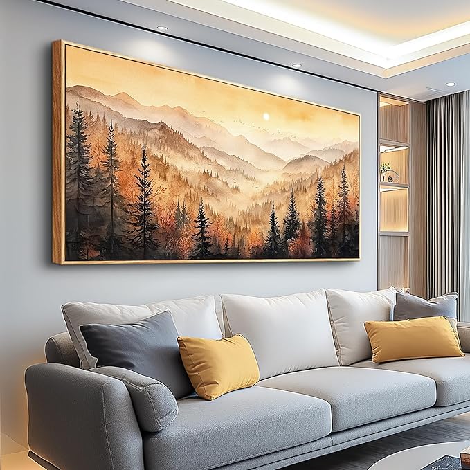 FUHAIHUA Wood Framed Canvas Wall Art For Living Room Wall Decor For Bedroom Office Wall Decoration Forest Landscape Paintings Farmhouse Pictures Artwork Room Aesthetic Home Decor 20x40 In
