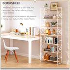 4NM 7 Tiers No Assembly Book Shelves, 72.4" H Folding Bookshelf Bookcase Open Industrial Foldable Shelves for Bedroom, Living Room, Home Office - Natural White