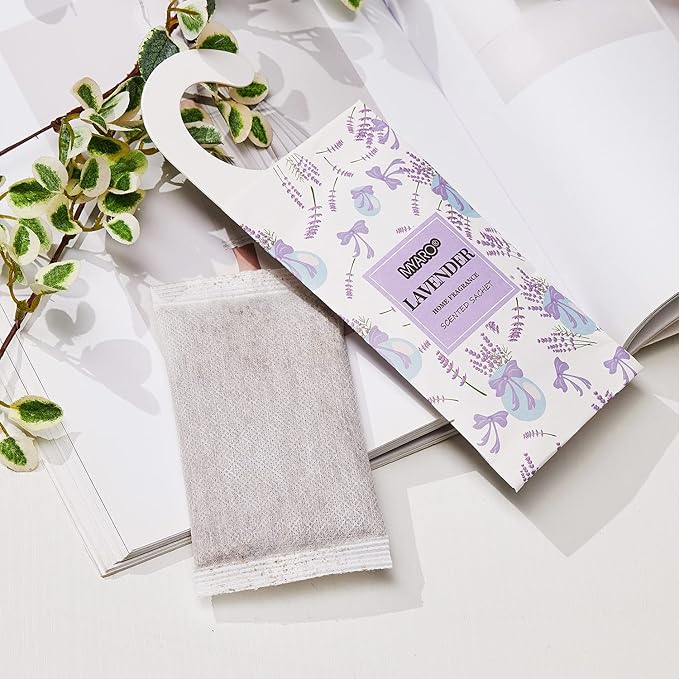 MYARO 12 Packs Lavender Hanging Closet Air Freshener Long Lasting Drawer Deodorizer Smell Good Potpourri Scented Sachet for Home House