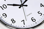 Bernhard Products Retro Wall Clock 9.5 Inch White Kitchen 50's Vintage Design Round Silent Non-Ticking Quality Quartz Clock for Home Office Nursery Bathroom Classroom Easy to Read (White)