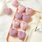 Pink Valentine's Day Heart Ornaments 10Pcs Glitter Sequin Heart Shaped Baubles Decoration Valentines Pearl Foam Hanging Decor(2.36in)