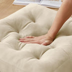 Meditation Floor Pillow Set of 1, Square Large Pillows Seating for Adults, Meditation Cushion Pillow,Tufted Corduroy Cushion for Tatami Living Room or Yoga, Beige, 22x22 Inch
