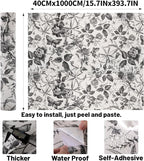 Drawer Liner Contact Paper for Dresser Peel and Stick Wallpaper Sketched Design 15.7x393.7in Self Adhesive Removable Black Maroon Rose Floral Butterfly Vintage Cabinet Shelf Renter Friendly