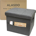 ALASDO Storage Ottoman Footrest Stool Small Ottoman with Storage Foldable Ottomans Foot Rest Footstool Bench for Living Room 17x13x13inches Grey