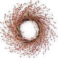 Spring Front Door Wreath - 18 Inch Artificial Twig Wreath with Red & Burgundy Berries, Eucalyptus Leaves, Grapevine for Farmhouse Window Hanging Christmas Decor