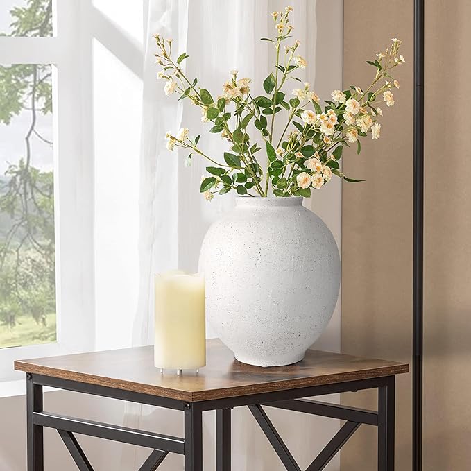 White Ceramic Large Vase - 9.84 Inch Round Modern Ceramic Vases,Tall Vase for Decor Living Room Table Decor and Festive Home Interiors