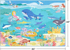 5x7 Ocean Rug for Kids Room – Large Play Mat with Beach Wave Whale & Mermaid, Washable Non Slip Learning Carpet for Toddlers, Bedroom or Playroom Décor