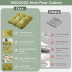 Washable Floor Pillow Cushion for Adults, Meditation Cushion Pillow, Large Square Floor Sitting, Removable Tufted Corduroy Cover, for Tatami Living Room or Yoga, 22x22 Inch, 2Pack, Machine Washable