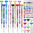 VICTLOV Crystal Suncatcher Making Kit, European Large Hole Beads, Snowflakes, Butterflies, Glass Balls for Garden Decoration, DIY Outdoor Hanging Ornaments (232Pcs Diamond B)