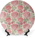 XISUNYA 7 Inch Decorative Plate, Victorian Porcelain Plate, Romantic Peonies Botany Print Ornament Display Plate for Fine Dining, Upscale Events, Dinner Parties, Weddings, Catering Christmas